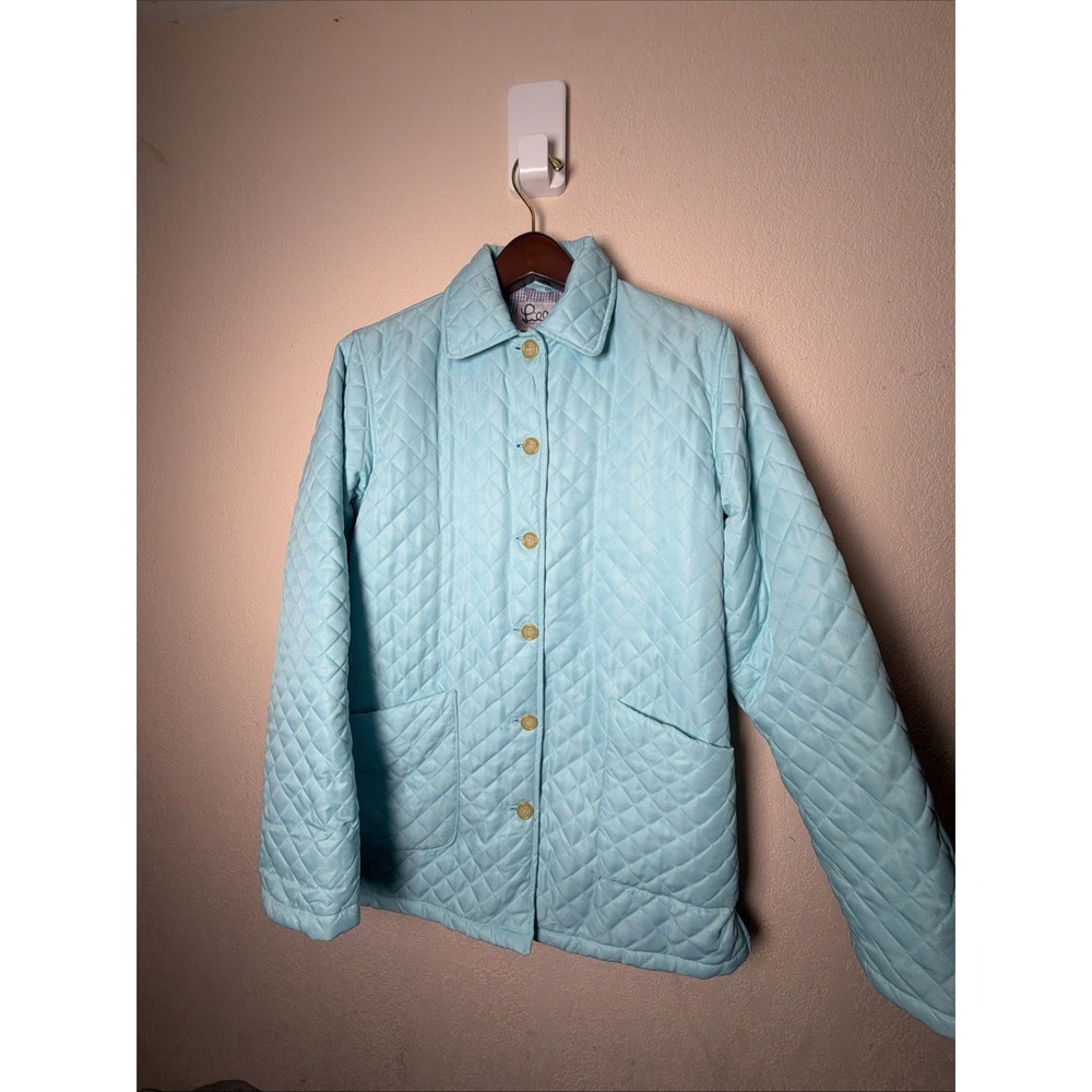 Lilly Pulitzer Womens Large Blue Quilted Lightweight Button Front Jacket